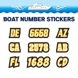 Custom Boat Registration Numbers Stickers Letter Decal 2pcs - Gradient Yellow C018