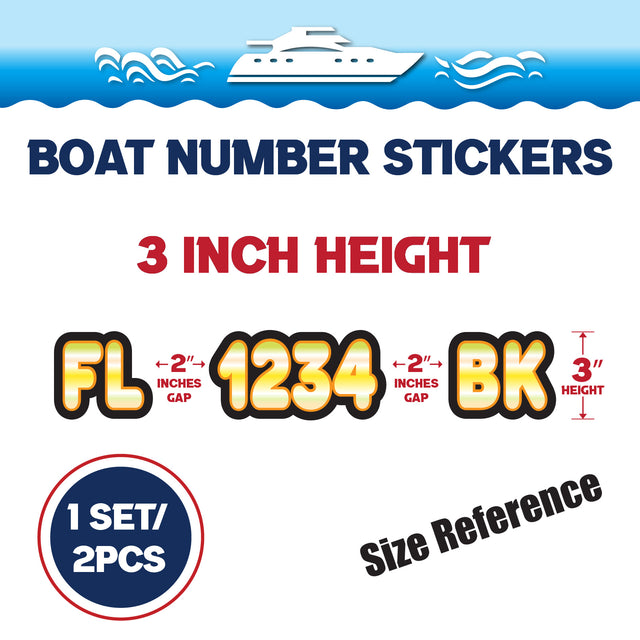 Custom Boat Registration Numbers Stickers Letter Decal 2pcs - Gradient Yellow C018