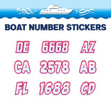 Custom Boat Registration Numbers Stickers Letter Decal 2pcs - Gradient Pink Blue C019