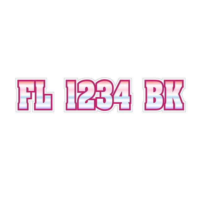 Custom Boat Registration Numbers Stickers Letter Decal 2pcs - Gradient Pink Blue C019