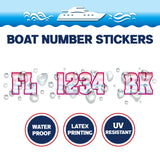 Custom Boat Registration Numbers Stickers Letter Decal 2pcs - Gradient Pink Blue C019