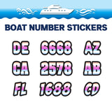 Custom Boat Registration Numbers Stickers Letter Decal 2pcs - Gradient Colorful C021