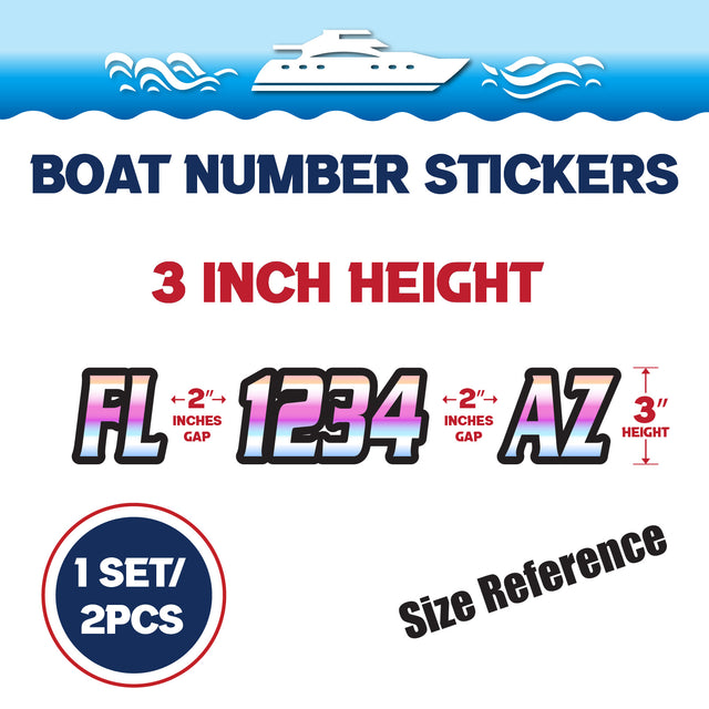 Custom Boat Registration Numbers Stickers Letter Decal 2pcs - Gradient Colorful C021