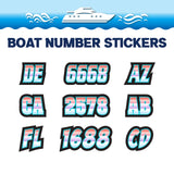 Custom Boat Registration Numbers Stickers Letter Decal 2pcs - Gradient Red Purple C022