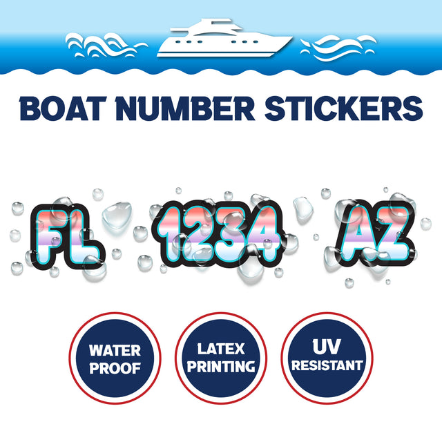 Custom Boat Registration Numbers Stickers Letter Decal 2pcs - Gradient Red Purple C022