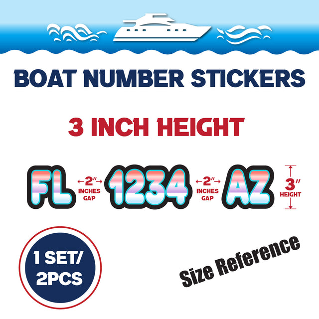 Custom Boat Registration Numbers Stickers Letter Decal 2pcs - Gradient Red Purple C022