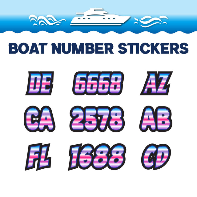 Custom Boat Registration Numbers Stickers Letter Decal 2pcs - Gradient Purple C023