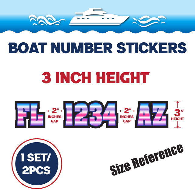 Custom Boat Registration Numbers Stickers Letter Decal 2pcs - Gradient Purple C023