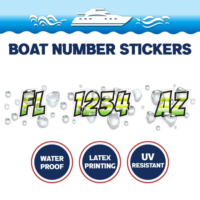 Custom Boat Registration Numbers Stickers Letter Decal 2pcs - Gradient Green C024