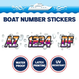 Custom Boat Registration Numbers Stickers Letter Decal 2pcs - Gradient Orange Purple C025