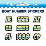 Custom Boat Registration Numbers Stickers Letter Decal 2pcs - Gradient Green C026