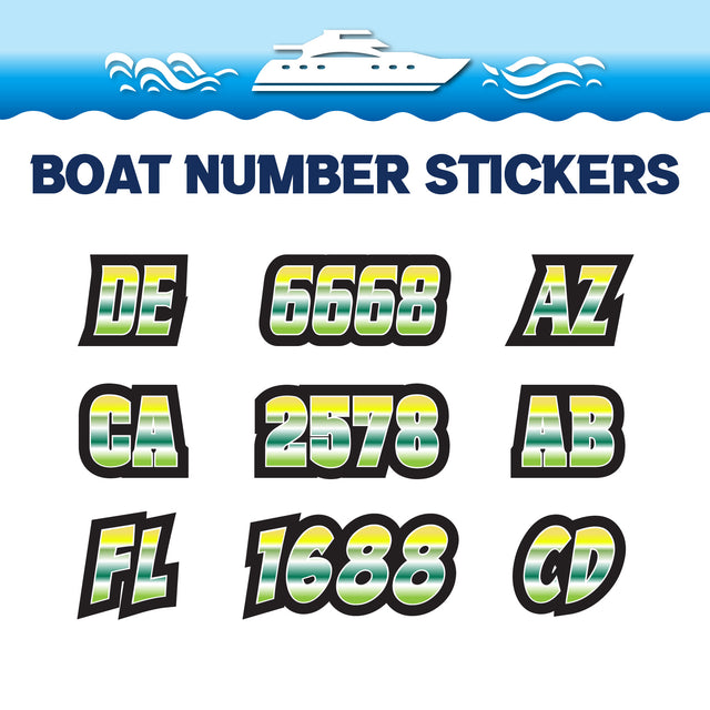 Custom Boat Registration Numbers Stickers Letter Decal 2pcs - Gradient Green C026