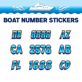 Custom Boat Registration Numbers Stickers Letter Decal 2pcs - Gradient Blue C027