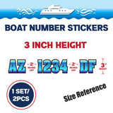 Custom Boat Registration Numbers Stickers Letter Decal 2pcs - Gradient Blue C027