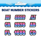 Custom Boat Registration Numbers Stickers Letter Decal 2pcs - Gradient Red Blue C028