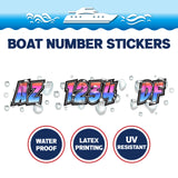 Custom Boat Registration Numbers Stickers Letter Decal 2pcs - Gradient Red Blue C028