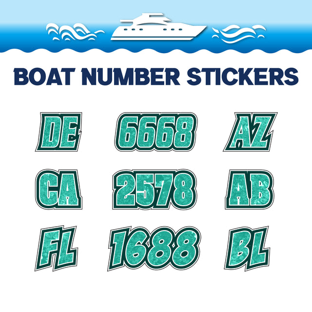 Custom Boat Registration Numbers Stickers Letter Decal 2pcs - Texture Green C030