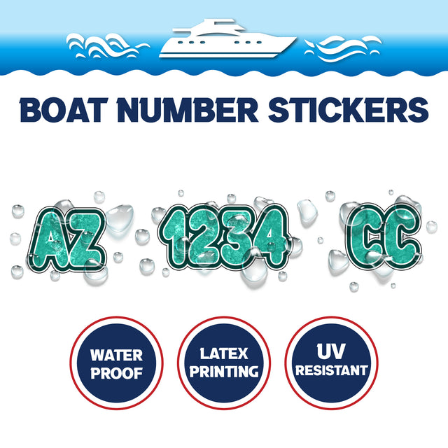 Custom Boat Registration Numbers Stickers Letter Decal 2pcs - Texture Green C030