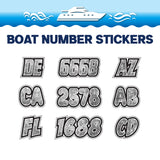 Custom Boat Registration Numbers Stickers Letter Decal 2pcs - Texture Gray C031