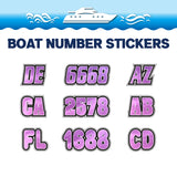 Custom Boat Registration Numbers Stickers Letter Decal 2pcs - Texture Purple C032