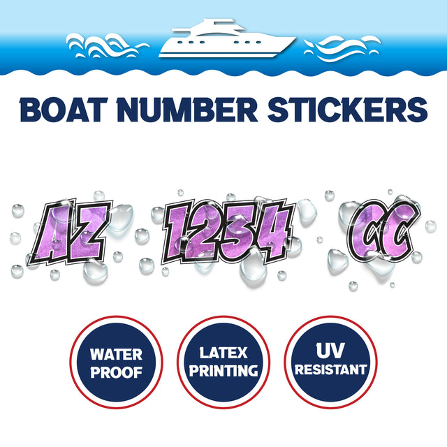 Custom Boat Registration Numbers Stickers Letter Decal 2pcs - Texture Purple C032