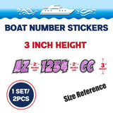 Custom Boat Registration Numbers Stickers Letter Decal 2pcs - Texture Purple C032