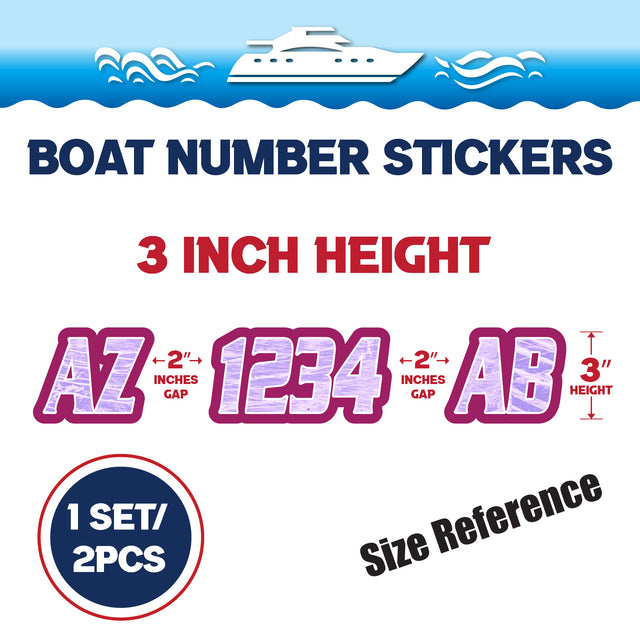 Custom Boat Registration Numbers Stickers Letter Decal 2pcs - Texture Purple C033