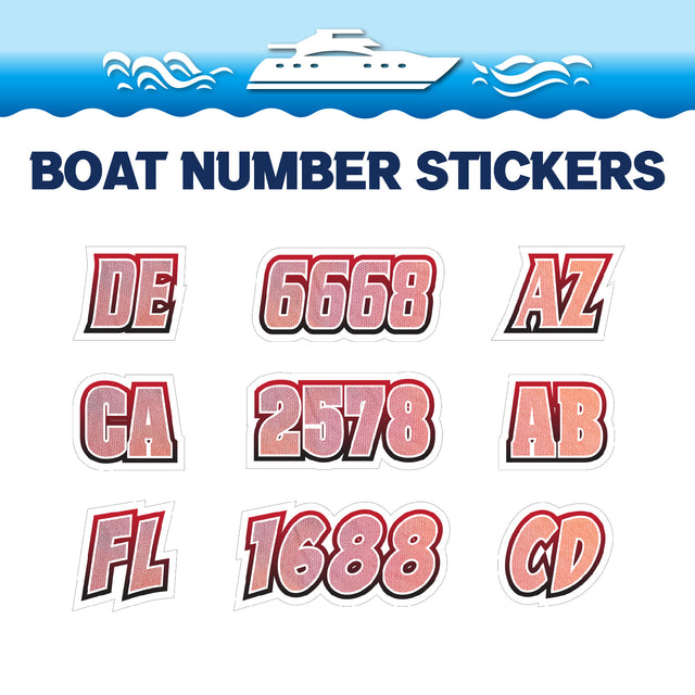 Custom Boat Registration Numbers Stickers Letter Decal 2pcs - Texture Red C034