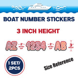 Custom Boat Registration Numbers Stickers Letter Decal 2pcs - Texture Red C034