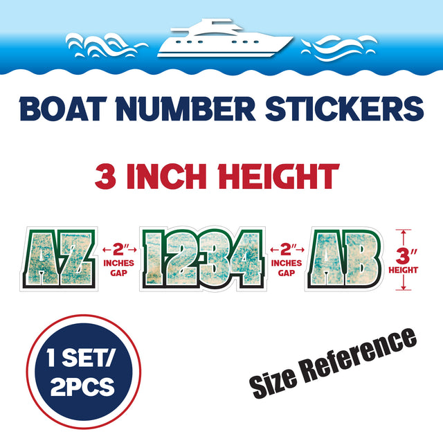 Custom Boat Registration Numbers Stickers Letter Decal 2pcs - Texture Green C035