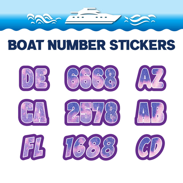 Custom Boat Registration Numbers Stickers Letter Decal 2pcs - Texture Purple C036