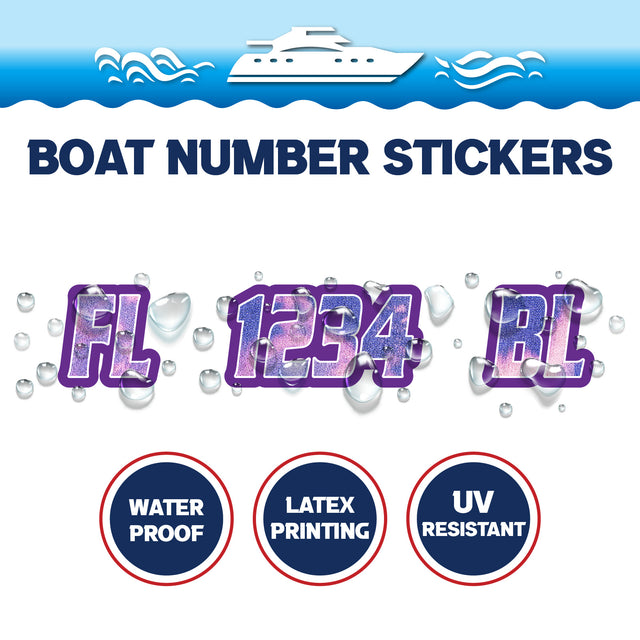 Custom Boat Registration Numbers Stickers Letter Decal 2pcs - Texture Purple C036