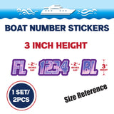 Custom Boat Registration Numbers Stickers Letter Decal 2pcs - Texture Purple C036