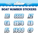 Custom Boat Registration Numbers Stickers Letter Decal 2pcs - Texture Blue C037