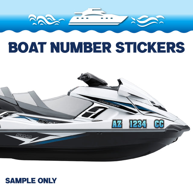 Custom Boat Registration Numbers Stickers Letter Decal 2pcs - Texture Blue C037