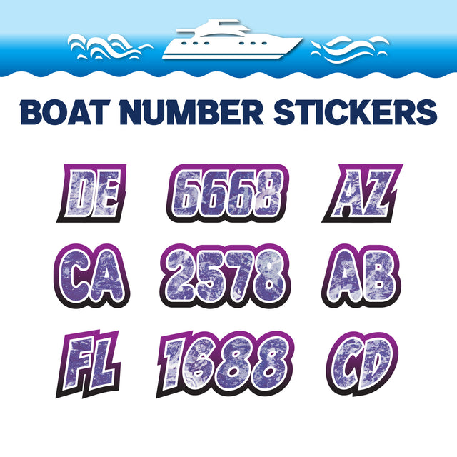 Custom Boat Registration Numbers Stickers Letter Decal 2pcs - Texture Purple C038