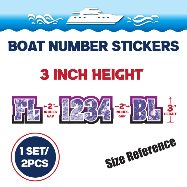 Custom Boat Registration Numbers Stickers Letter Decal 2pcs - Texture Purple C038