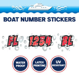 Custom Boat Registration Numbers Stickers Letter Decal 2pcs - Texture Red C039