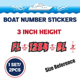 Custom Boat Registration Numbers Stickers Letter Decal 2pcs - Texture Red C039