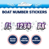 Custom Boat Registration Numbers Stickers Letter Decal 2pcs - Texture Purple C043