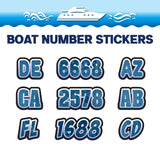 Custom Boat Registration Numbers Stickers Letter Decal 2pcs - Texture Blue C044