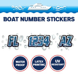 Custom Boat Registration Numbers Stickers Letter Decal 2pcs - Texture Blue C044