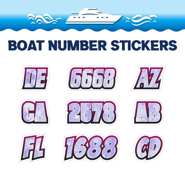 Custom Boat Registration Numbers Stickers Letter Decal 2pcs - Texture Purple C045