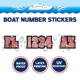 Custom Boat Registration Numbers Stickers Letter Decal 2pcs - Texture Red C046