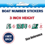 Custom Boat Registration Numbers Stickers Letter Decal 2pcs - Texture Green C047