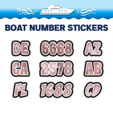 Custom Boat Registration Numbers Stickers Letter Decal 2pcs - Texture Brown C048