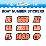 Custom Boat Registration Numbers Stickers Letter Decal 2pcs - Texture Orange C049