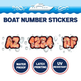 Custom Boat Registration Numbers Stickers Letter Decal 2pcs - Texture Orange C049