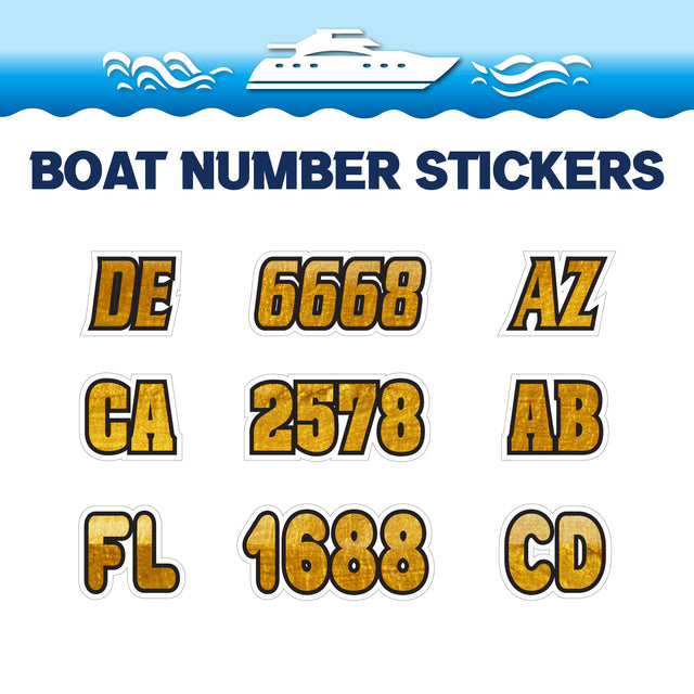 Custom Boat Registration Numbers Stickers Letter Decal 2pcs - Texture Brown C051