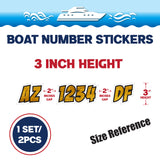 Custom Boat Registration Numbers Stickers Letter Decal 2pcs - Texture Brown C051